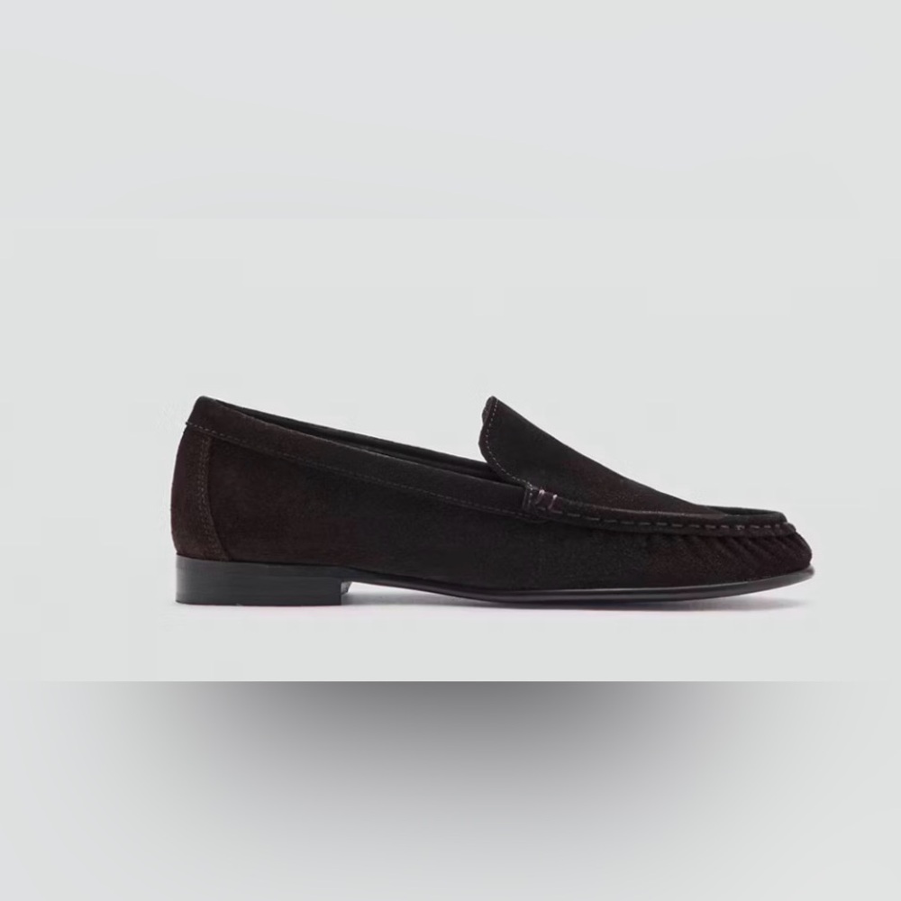 Mango Gathered suede moccasins / loafers in brown
